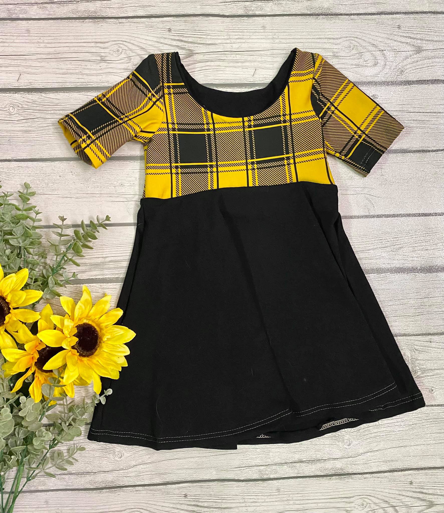 Yellow Plaid Crewneck Peplum