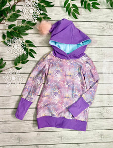 Pink Snowflake Tunic w/ Pixie Hood & Pom