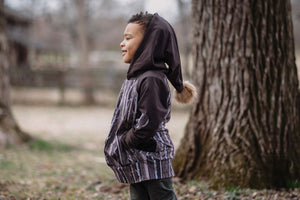 Tree Silhouette Raglan with Pixie Hood and Pom