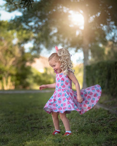 Strawberry Tie Back Hi Low Circle Skirt Peplum