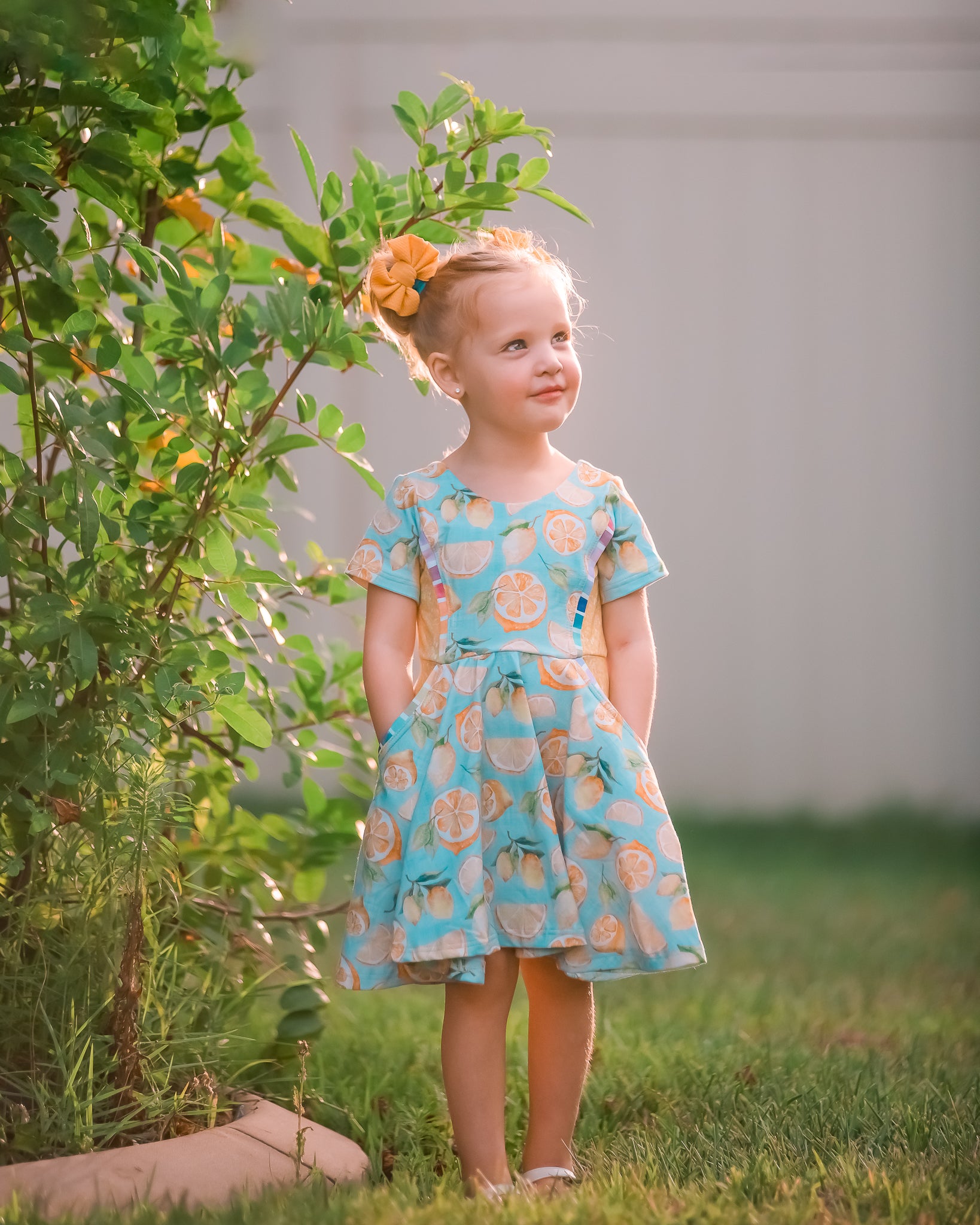 Summer Lemon Yellow Glitter Pocket Grow With Me Twirl Dress