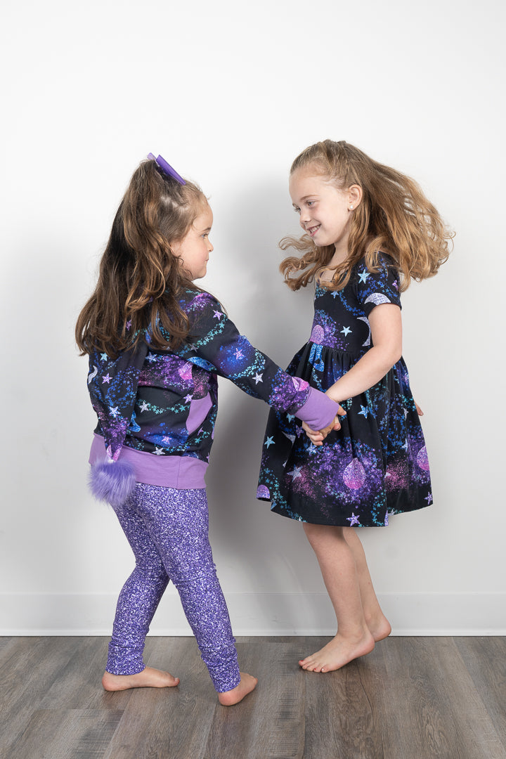 Glitter Galaxy Gathered Skirt Dress