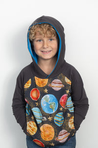 Gold Shimmer Planets Raglan with Pixie Hood