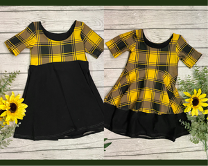 Yellow Plaid Crewneck Peplum